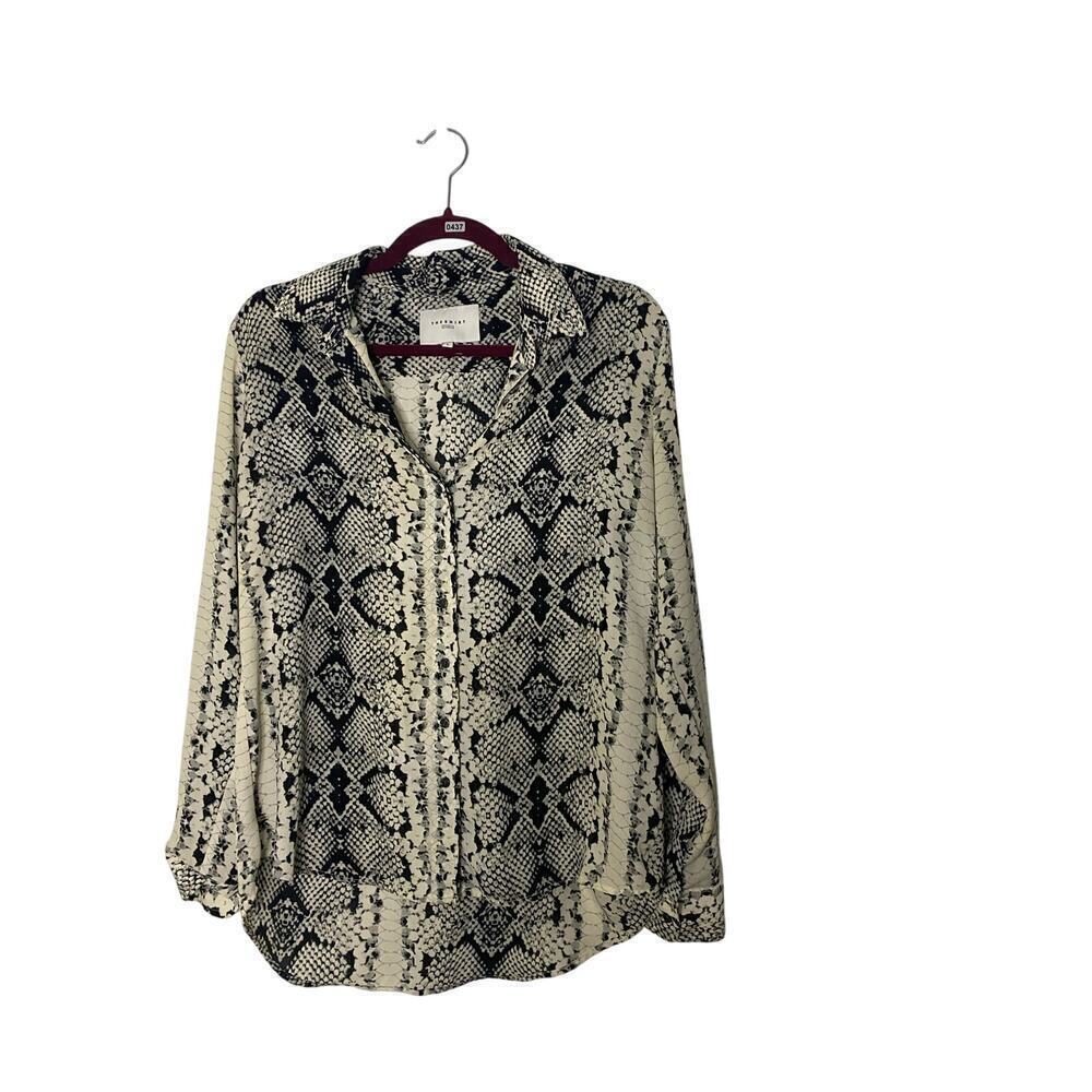 The Shirt by Rochelle Behrens Snake Print Button Down Blouse